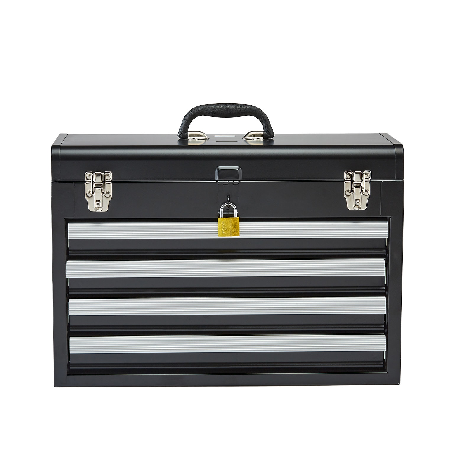 Tool Box 20.5-inch Portable Metal Tool Box With 4 Drawers Tool Organizer Black_voghion.com